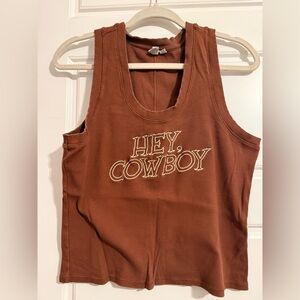 Rustic‎ Brown 'Hey, Cowboy' Tank Top